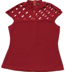 Shein burgundy zipper tops with diamond holes.